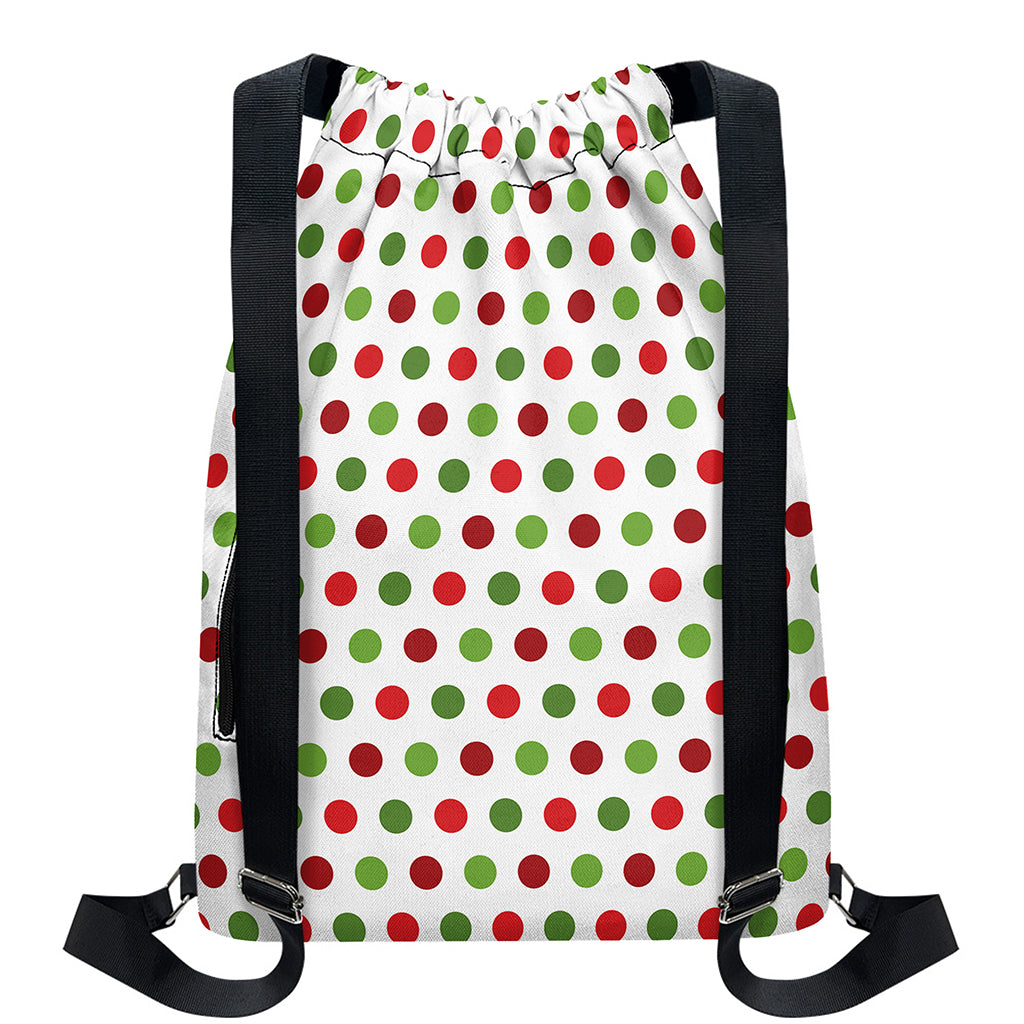 Merry Christmas Polka Dot Pattern Print Drawstring Backpack