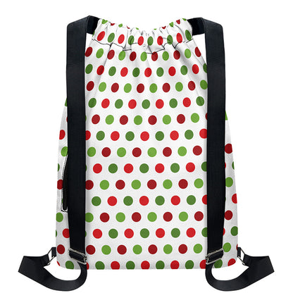 Merry Christmas Polka Dot Pattern Print Drawstring Backpack