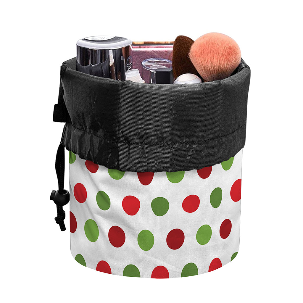 Merry Christmas Polka Dot Pattern Print Drawstring Makeup Bag