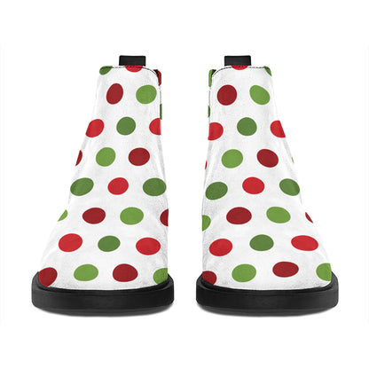 Merry Christmas Polka Dot Pattern Print Flat Ankle Boots