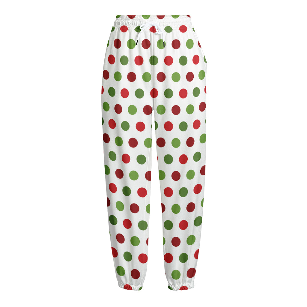 Merry Christmas Polka Dot Pattern Print Fleece Lined Knit Pants