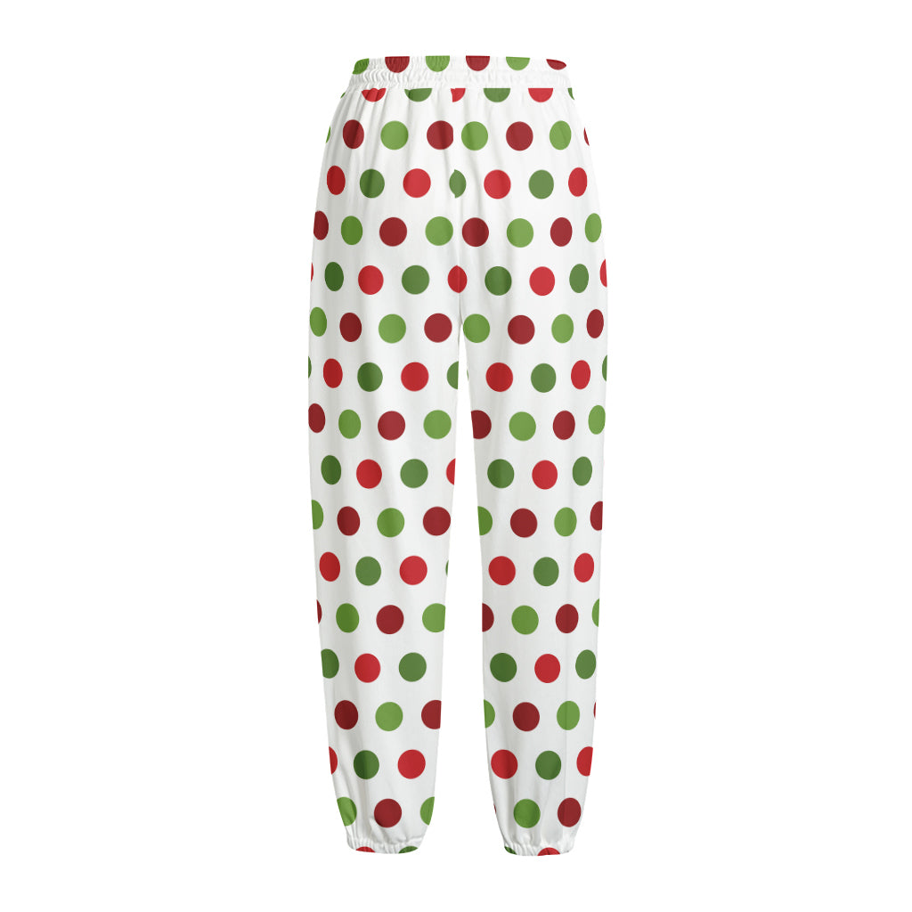 Merry Christmas Polka Dot Pattern Print Fleece Lined Knit Pants