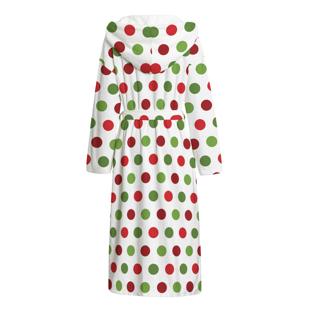 Merry Christmas Polka Dot Pattern Print Hooded Bathrobe