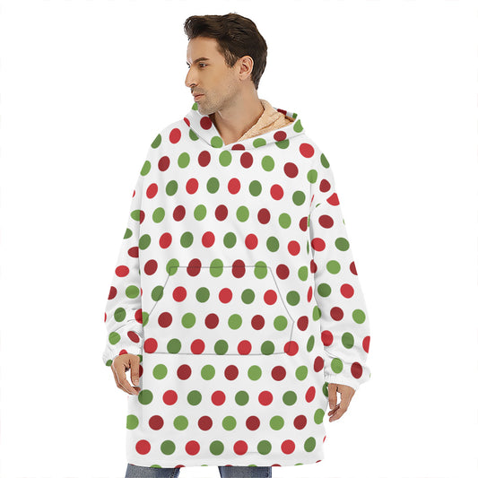 Merry Christmas Polka Dot Pattern Print Hoodie Blanket
