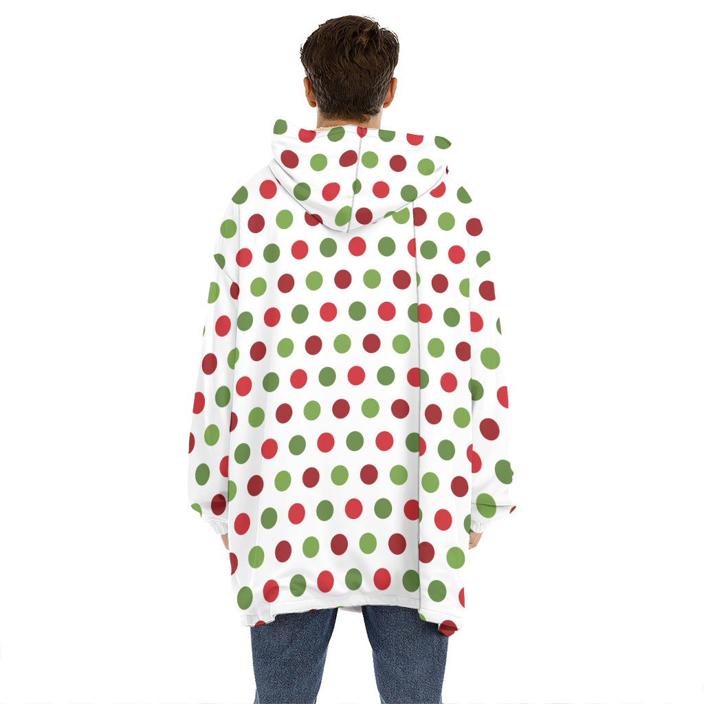 Merry Christmas Polka Dot Pattern Print Hoodie Blanket