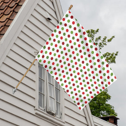 Merry Christmas Polka Dot Pattern Print House Flag