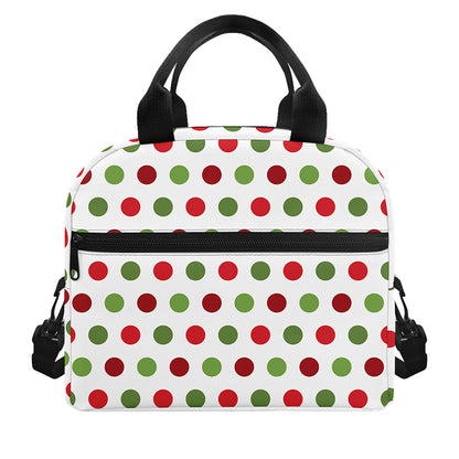 Merry Christmas Polka Dot Pattern Print Insulated Lunch Bag