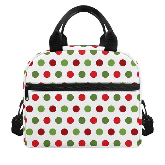Merry Christmas Polka Dot Pattern Print Insulated Lunch Bag