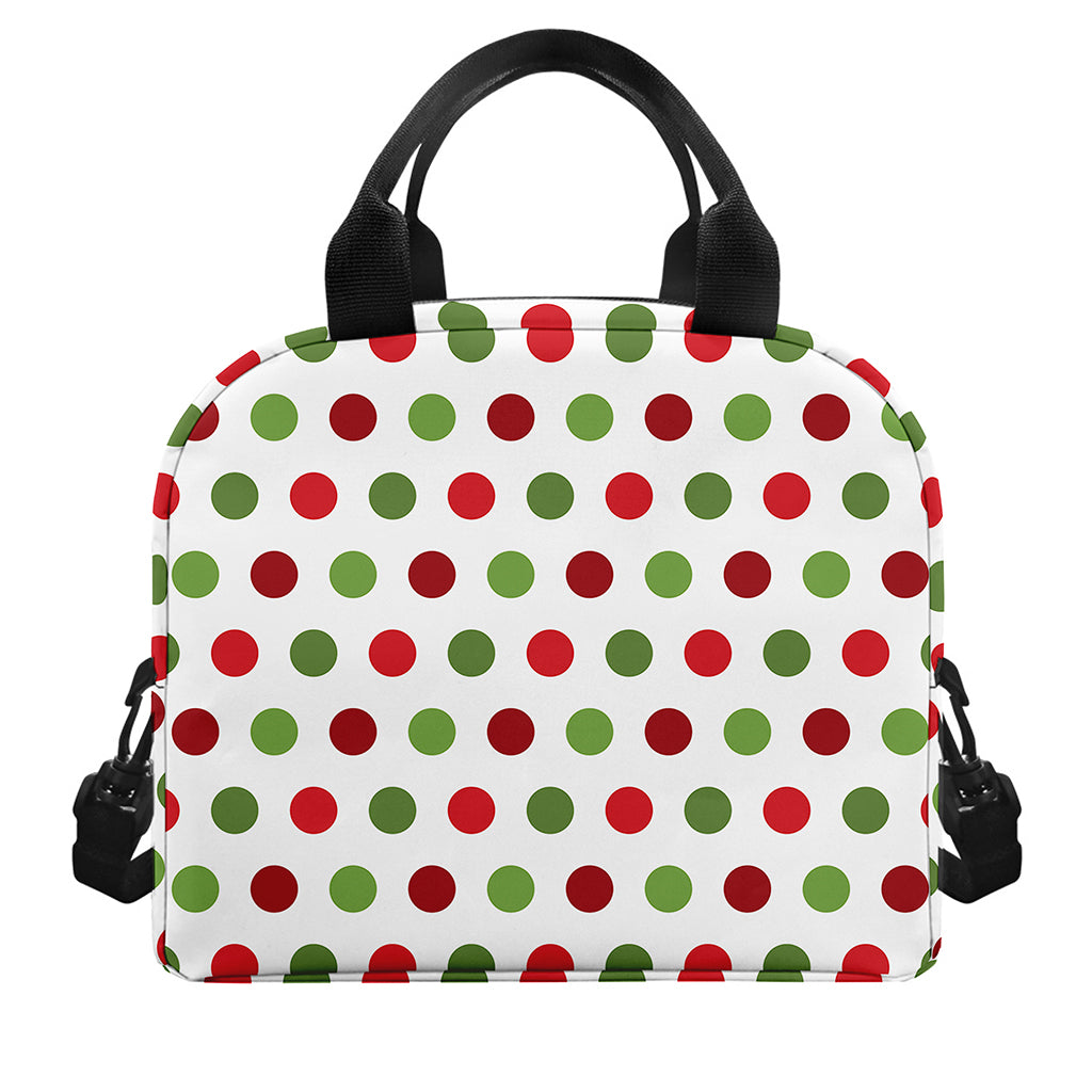 Merry Christmas Polka Dot Pattern Print Insulated Lunch Bag