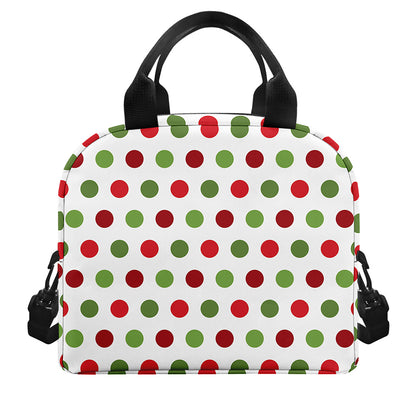Merry Christmas Polka Dot Pattern Print Insulated Lunch Bag