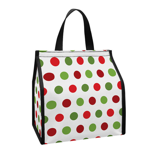 Merry Christmas Polka Dot Pattern Print Insulated Lunch Tote