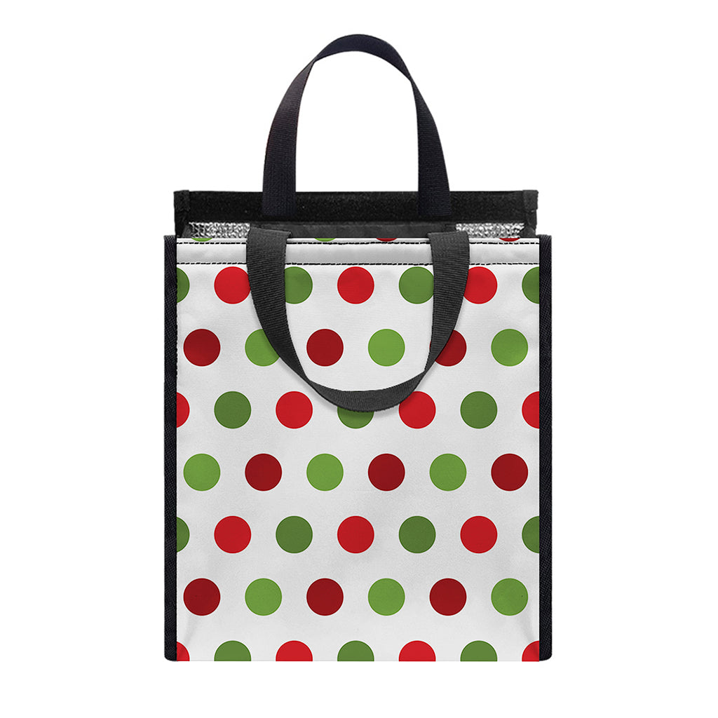 Merry Christmas Polka Dot Pattern Print Insulated Lunch Tote