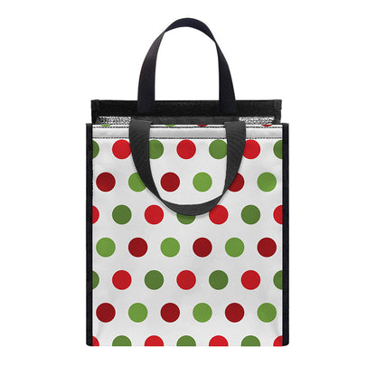 Merry Christmas Polka Dot Pattern Print Insulated Lunch Tote