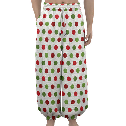 Merry Christmas Polka Dot Pattern Print Lantern Pants