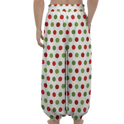 Merry Christmas Polka Dot Pattern Print Lantern Pants