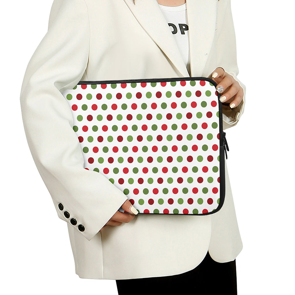 Merry Christmas Polka Dot Pattern Print Laptop Sleeve