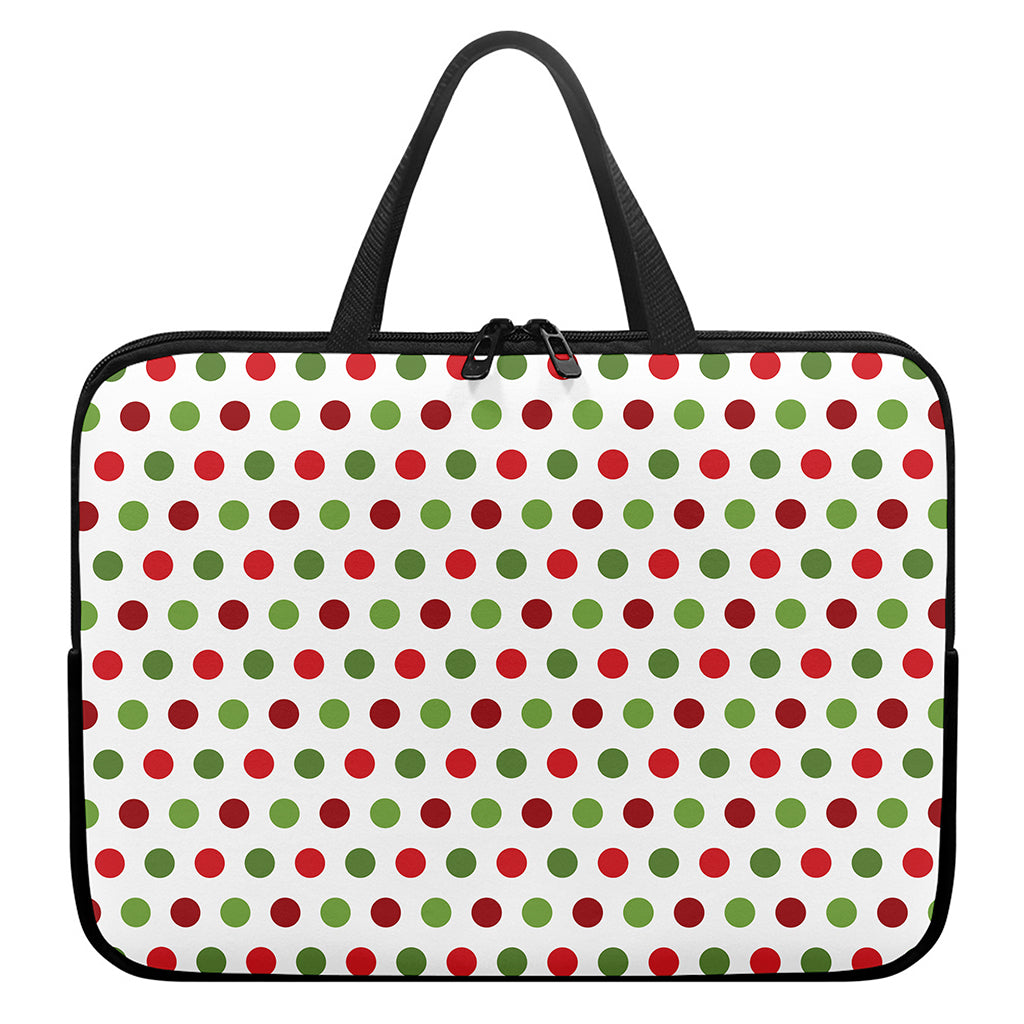 Merry Christmas Polka Dot Pattern Print Laptop Sleeve With Handle