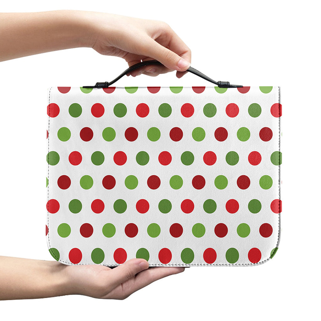 Merry Christmas Polka Dot Pattern Print Leather Bible Cover