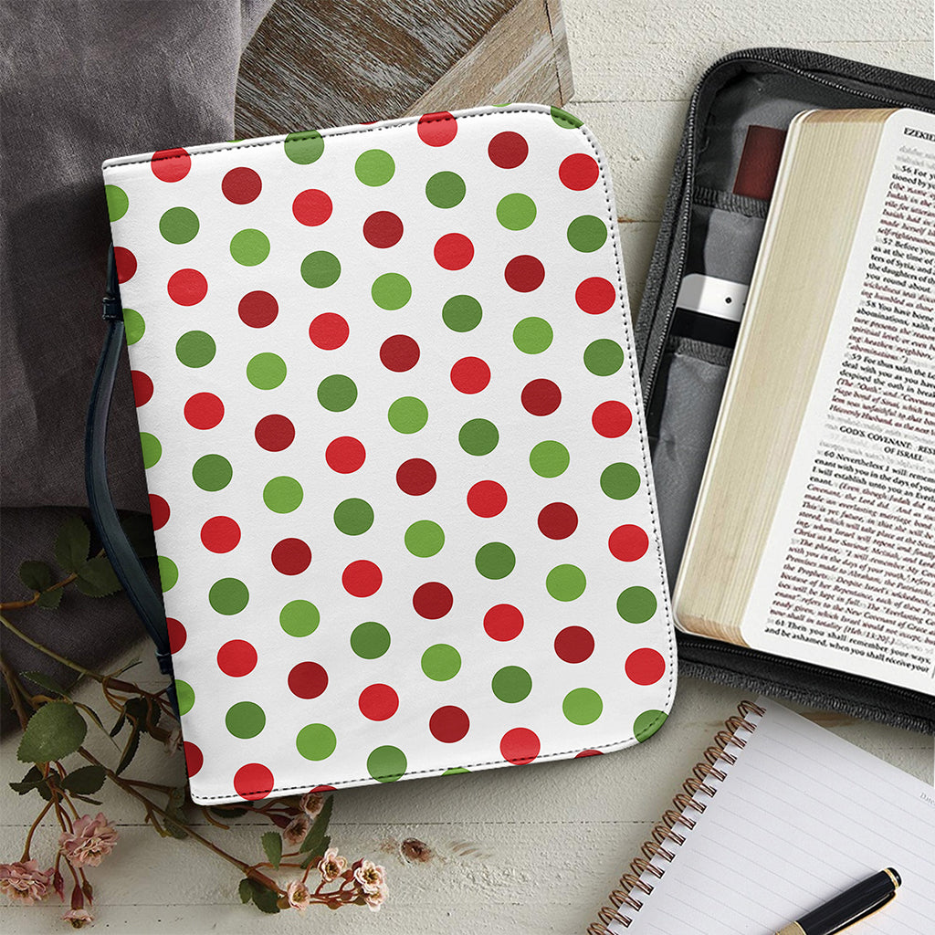 Merry Christmas Polka Dot Pattern Print Leather Bible Cover