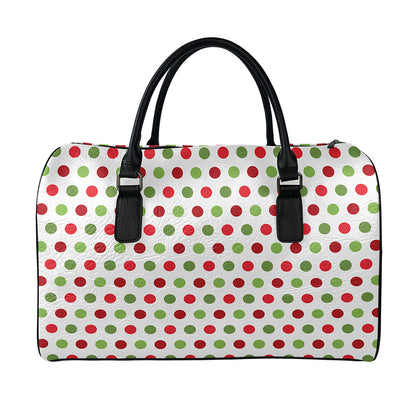 Merry Christmas Polka Dot Pattern Print Leather Duffle Bag