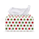 Merry Christmas Polka Dot Pattern Print Leather Tissue Box Cover