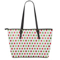 Merry Christmas Polka Dot Pattern Print Leather Tote Bag With Zipper