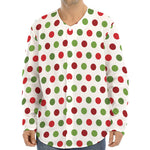 Merry Christmas Polka Dot Pattern Print Long Sleeve Baseball Jersey