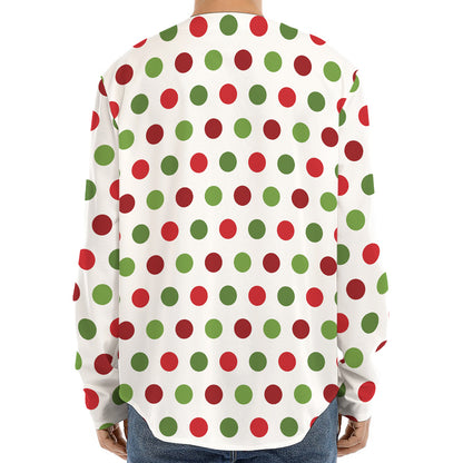 Merry Christmas Polka Dot Pattern Print Long Sleeve Baseball Jersey
