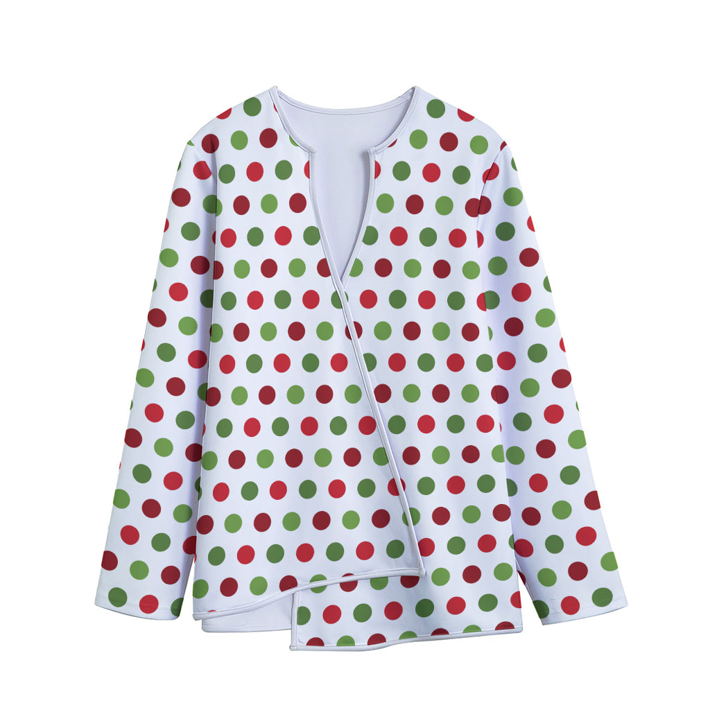 Merry Christmas Polka Dot Pattern Print Long Sleeve Short Coat