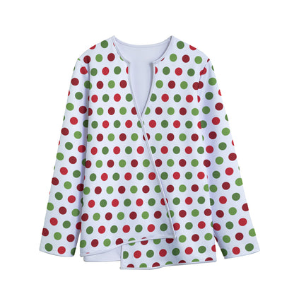 Merry Christmas Polka Dot Pattern Print Long Sleeve Short Coat