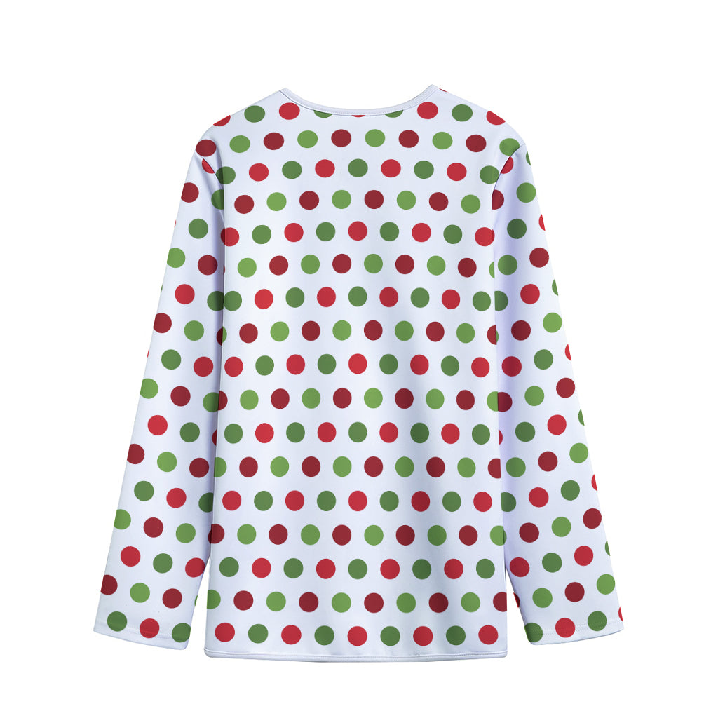 Merry Christmas Polka Dot Pattern Print Long Sleeve Short Coat