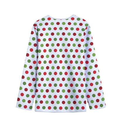 Merry Christmas Polka Dot Pattern Print Long Sleeve Short Coat