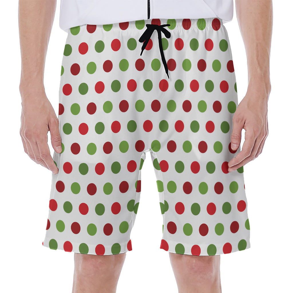 Merry Christmas Polka Dot Pattern Print Men's Beach Shorts