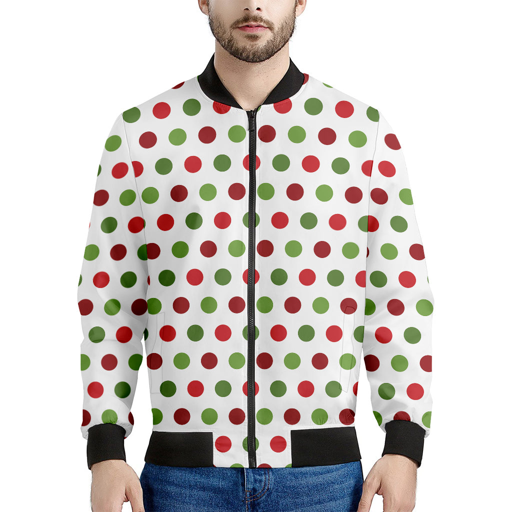 Merry Christmas Polka Dot Pattern Print Men's Bomber Jacket