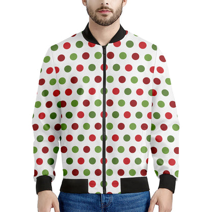Merry Christmas Polka Dot Pattern Print Men's Bomber Jacket