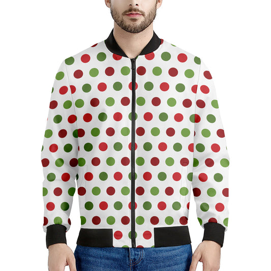 Merry Christmas Polka Dot Pattern Print Men's Bomber Jacket
