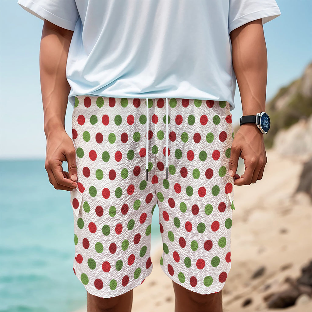 Merry Christmas Polka Dot Pattern Print Men's Cargo Shorts