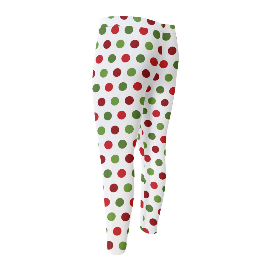 Merry Christmas Polka Dot Pattern Print Men's Compression Pants