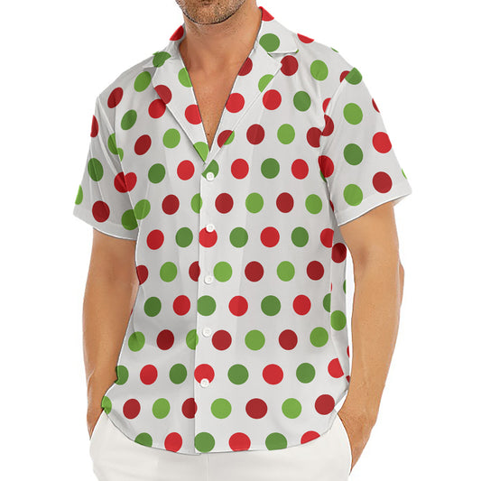 Merry Christmas Polka Dot Pattern Print Men's Deep V-Neck Shirt