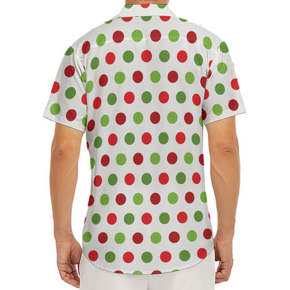 Merry Christmas Polka Dot Pattern Print Men's Deep V-Neck Shirt