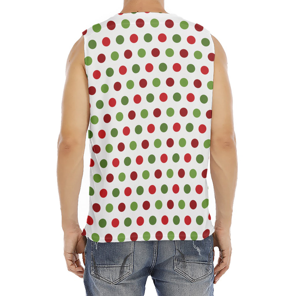 Merry Christmas Polka Dot Pattern Print Men's Fitness Tank Top