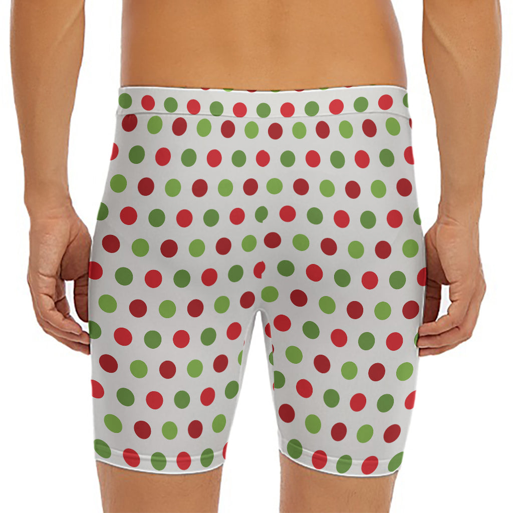 Merry Christmas Polka Dot Pattern Print Men's Long Boxer Briefs