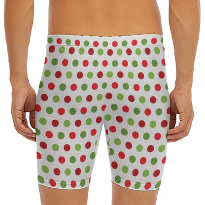 Merry Christmas Polka Dot Pattern Print Men's Long Boxer Briefs