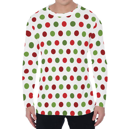 Merry Christmas Polka Dot Pattern Print Men's Long Sleeve T-Shirt