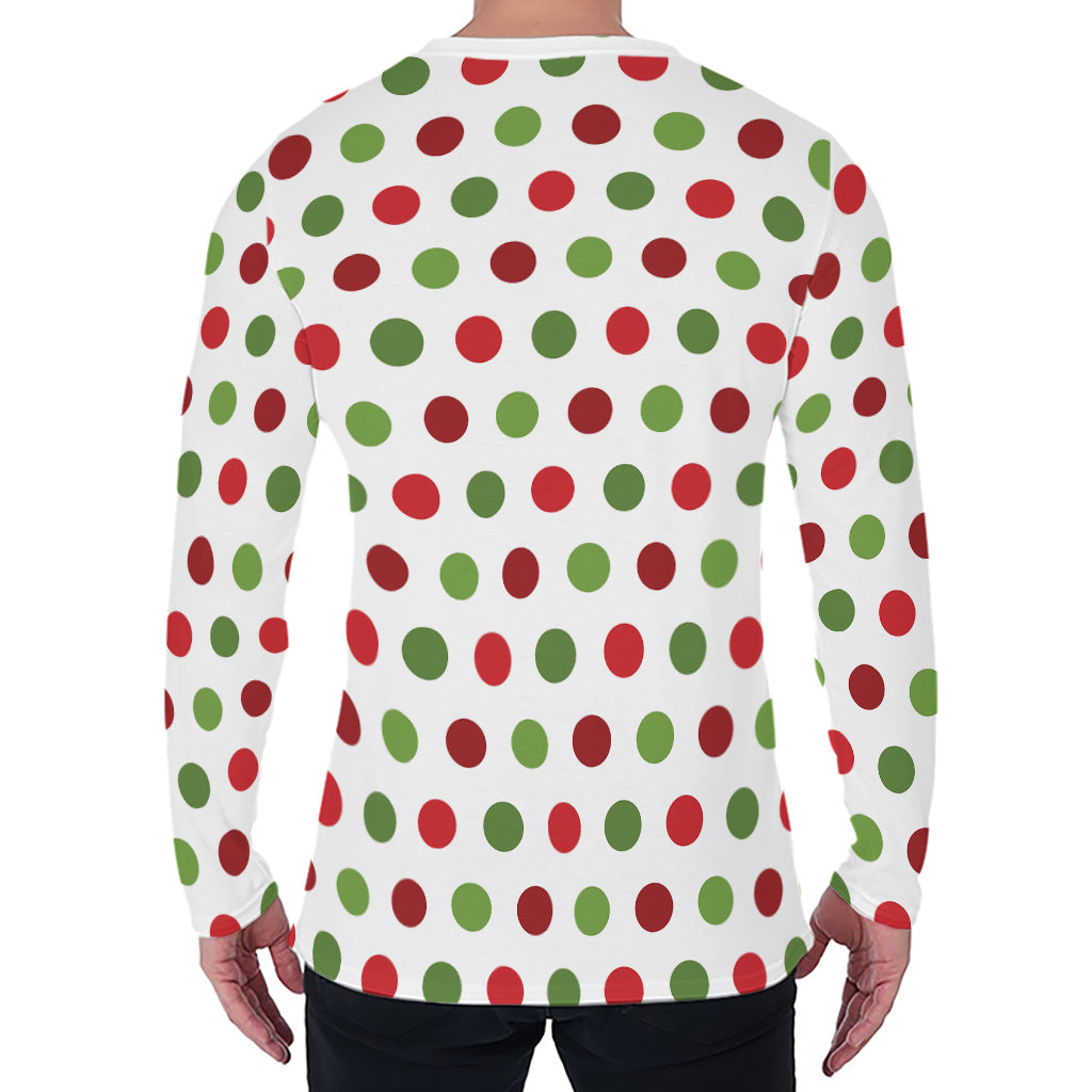 Merry Christmas Polka Dot Pattern Print Men's Long Sleeve T-Shirt