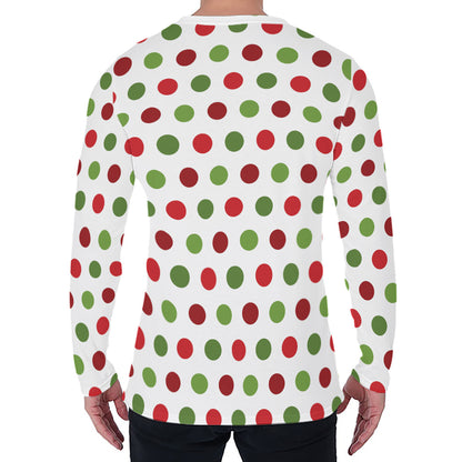 Merry Christmas Polka Dot Pattern Print Men's Long Sleeve T-Shirt