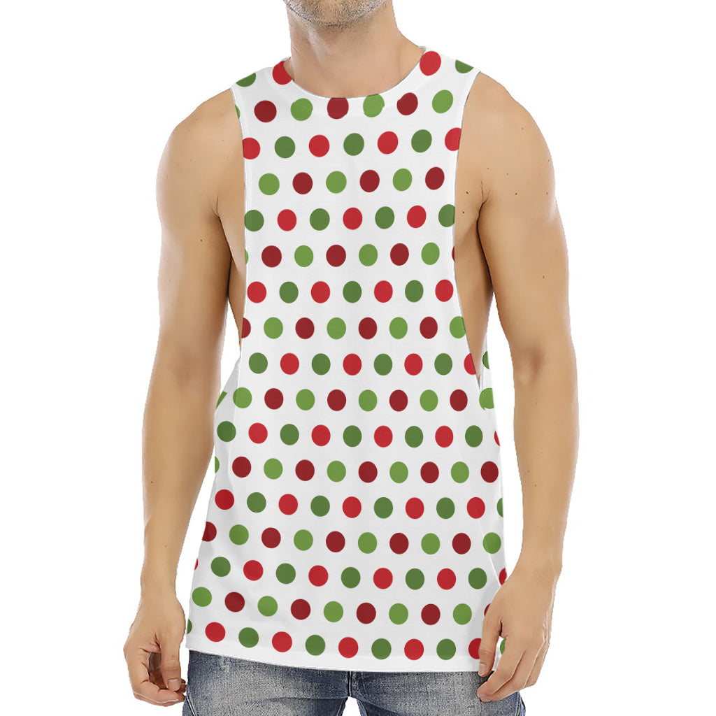 Merry Christmas Polka Dot Pattern Print Men's Muscle Tank Top