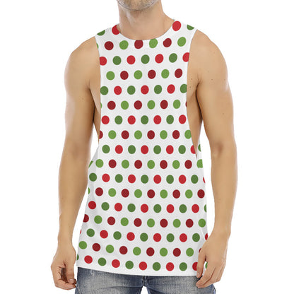 Merry Christmas Polka Dot Pattern Print Men's Muscle Tank Top