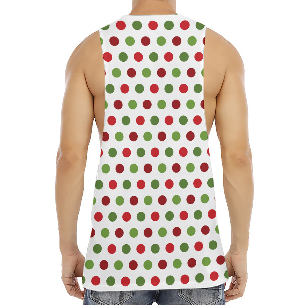 Merry Christmas Polka Dot Pattern Print Men's Muscle Tank Top