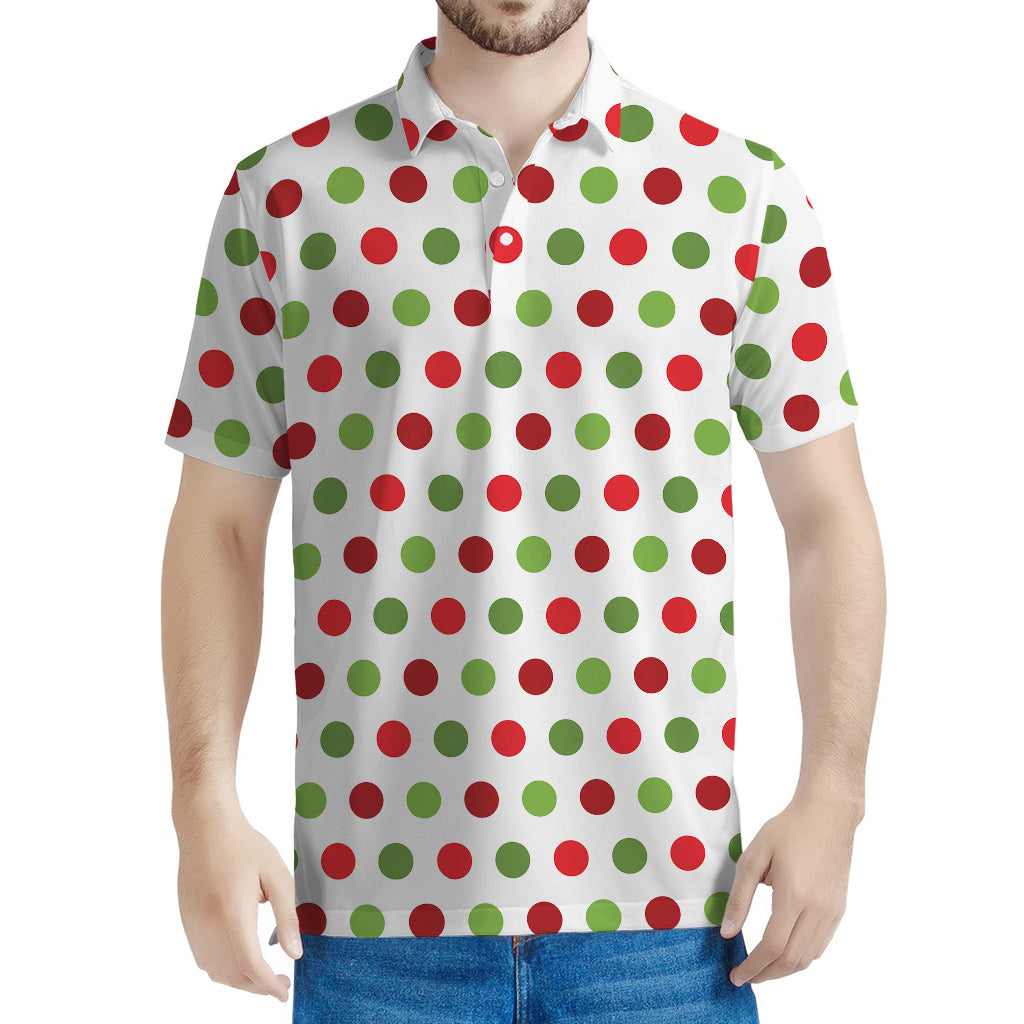 Merry Christmas Polka Dot Pattern Print Men's Polo Shirt